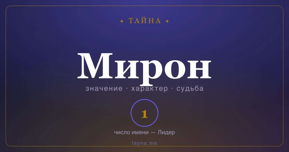 Имя Мирон — значение, характер и число имени