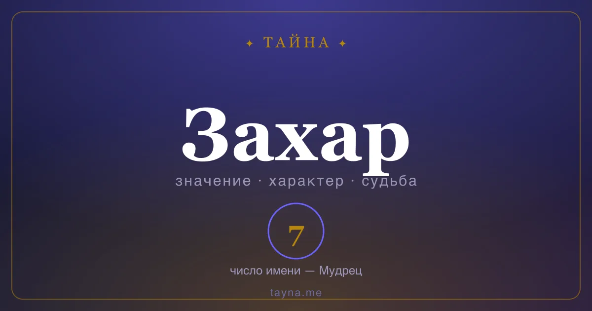 Имя Захар — значение, характер и число имени