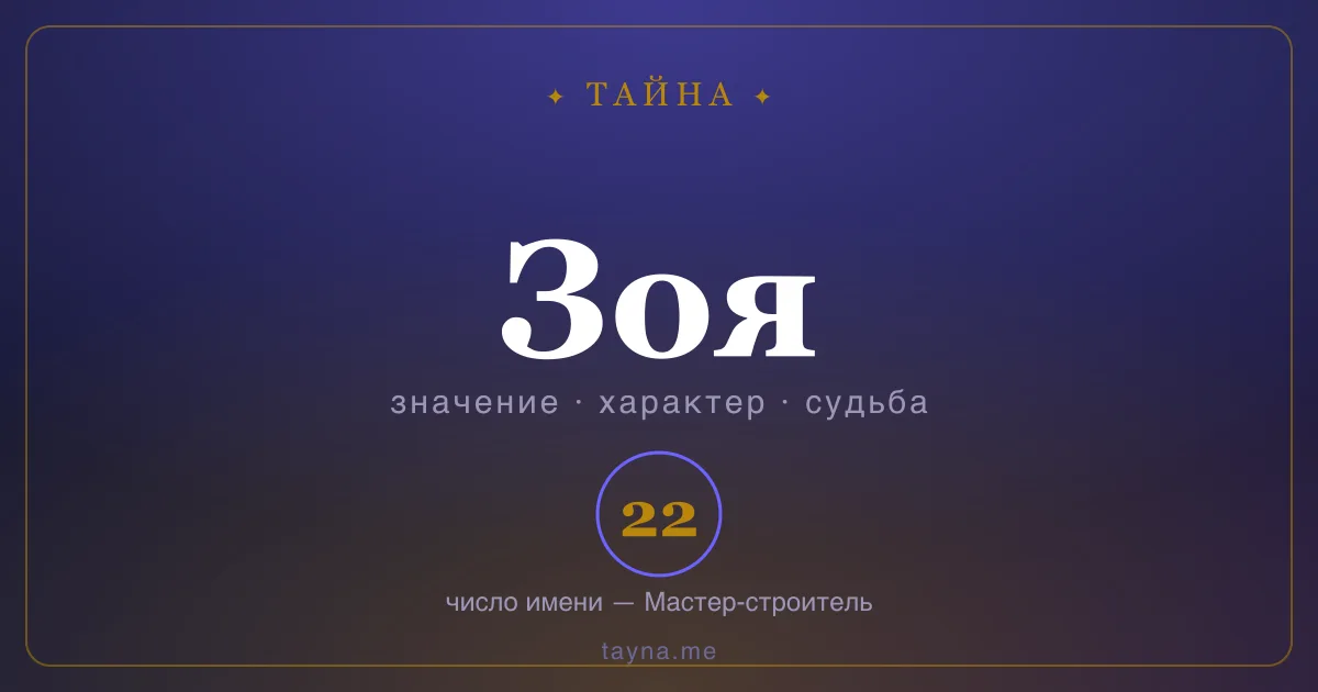 Имя Зоя — значение, характер и число имени