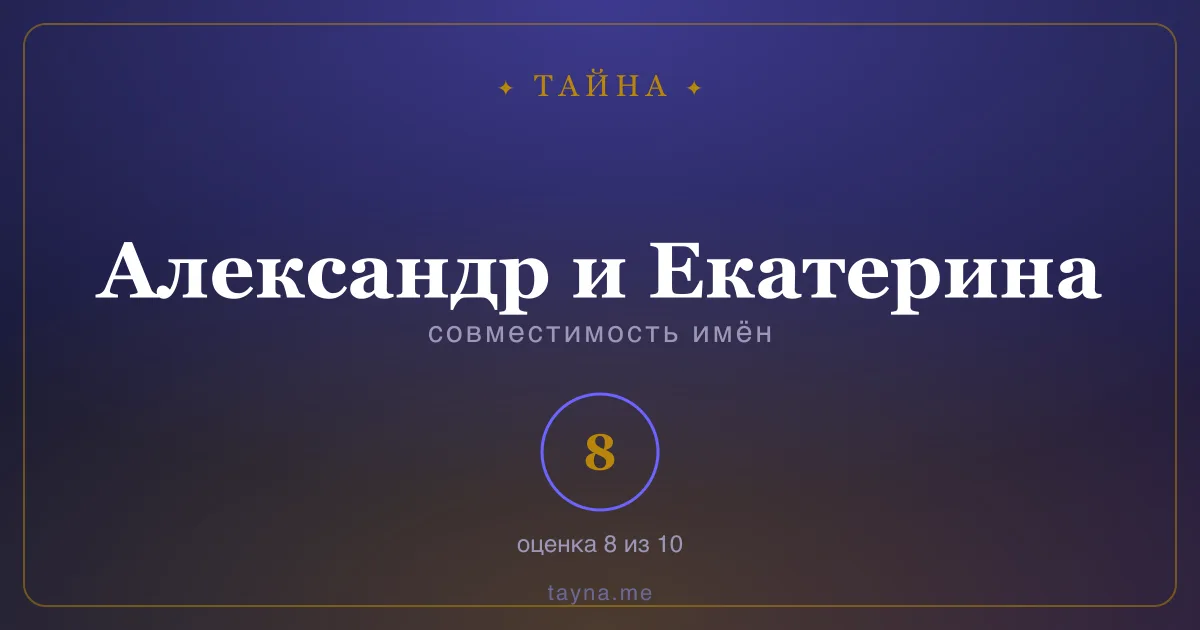 Совместимость имён Александр и Екатерина
