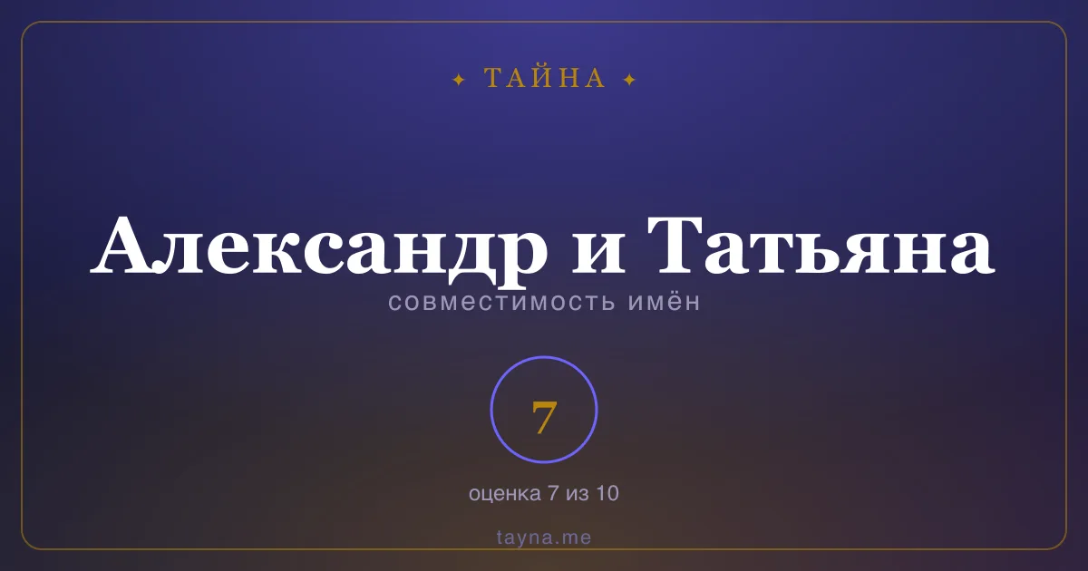 Совместимость имён Александр и Татьяна