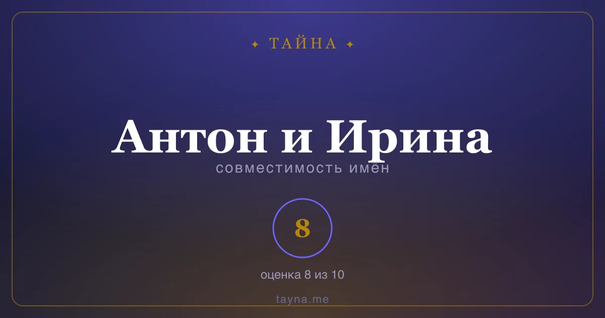 Совместимость имён Антон и Ирина