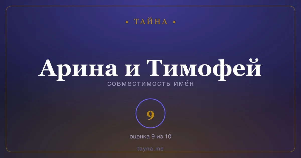 Совместимость имён Арина и Тимофей