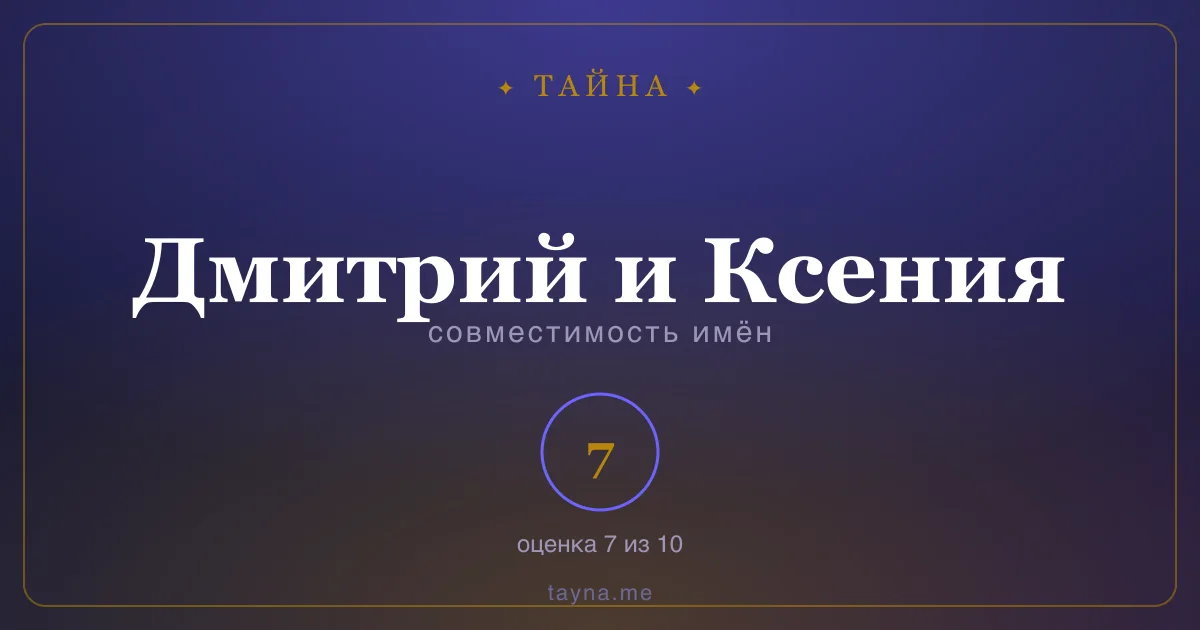 Совместимость имён Дмитрий и Ксения