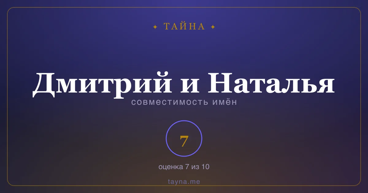 Совместимость имён Дмитрий и Наталья