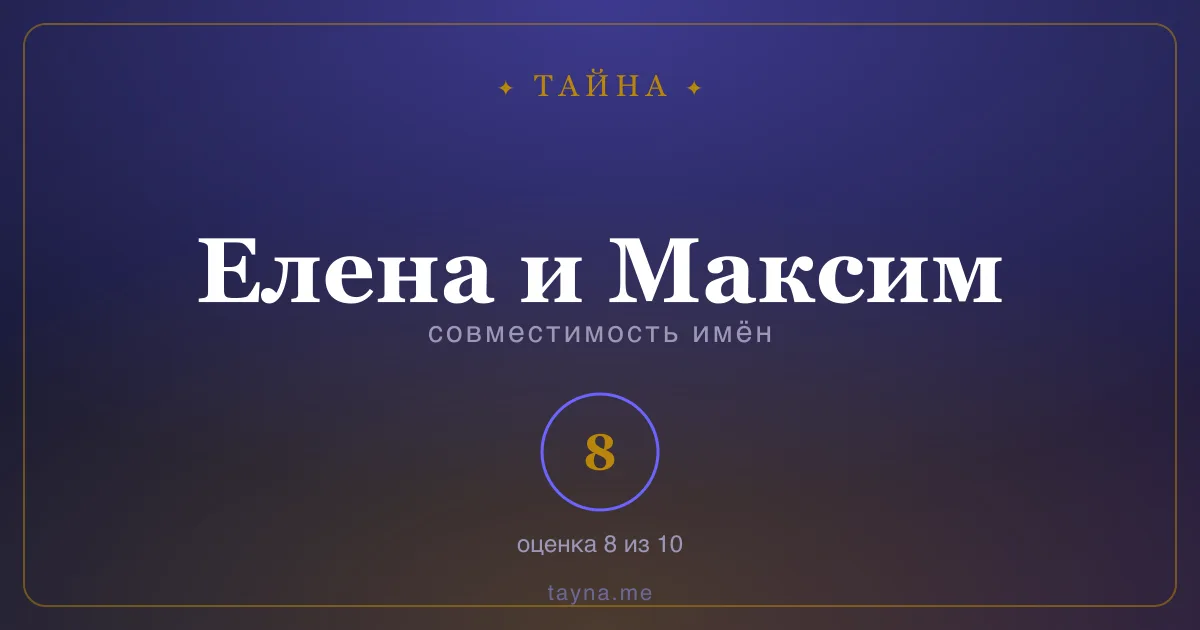 Совместимость имён Елена и Максим