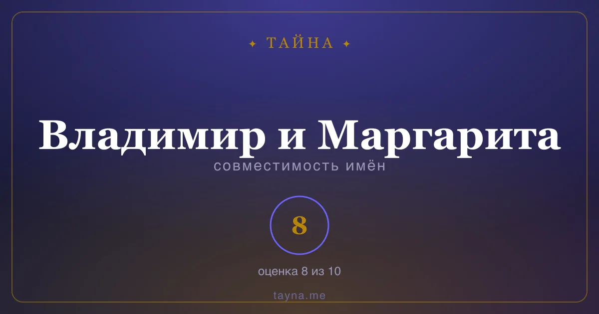Совместимость имён Владимир и Маргарита