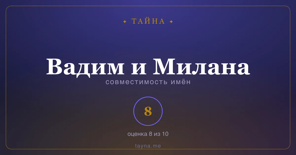 Совместимость имён Вадим и Милана